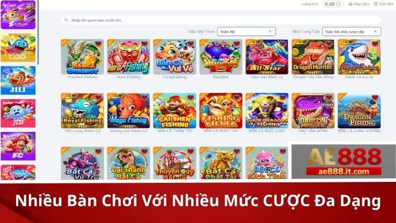 Tại giao diện trang chủ chọn sản phẩm "Bắn Cá"